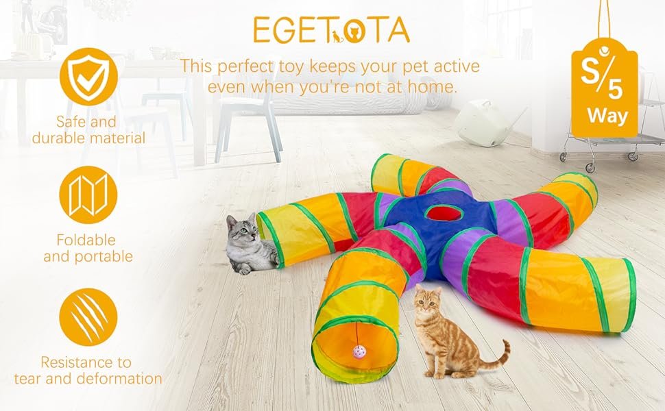 EGETOTA 5 Ways Pet Tunnels, foldable and portable, resistant to tearing and deformation