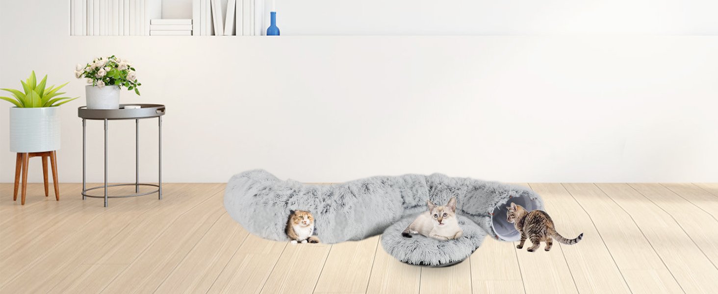 Plush Cat Tunnel Bed