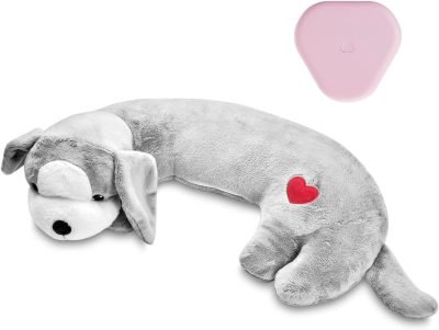Heartbeat Toy Heartbeat Stuffed Animal for Dogs, Heartbeat Puppy Toy for Anxiety Relief Calming Aid, Heartbeat Stuffed Toy for Behavioral Aid Crate Kennel Training, Puppy Essentials White