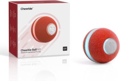 Cheerble Smart Interactive Cat Toy, Automatic Moving Bouncing Rolling Ball for Indoor Cat Kitten, Peppy Pet Ball with Lights and Bell, Grey