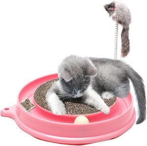 Cat Scratcher Toy, Cat Toy, Scratch Pad,Post Pad Interactive Training Exercise Mouse Play Toy with Ball for Kitty Puppy