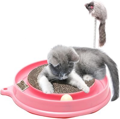 Cat Scratcher Toy, Cat Toy, Scratch Pad,Post Pad Interactive Training Exercise Mouse Play Toy with Ball for Kitty Puppy