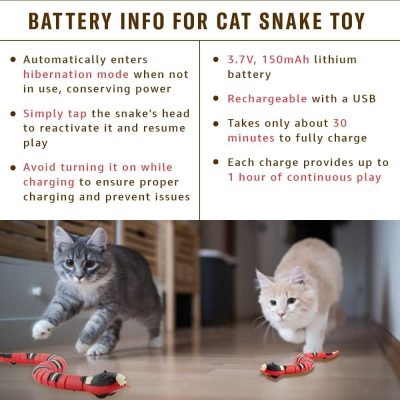 Interactive Cat Toys - Cat Laser & Fake Snake - Smart Sensing, Rechargeable Slithering Serpent - Laser Light Pointer - Cat Toy Set for Pets, Kittens, Dogs