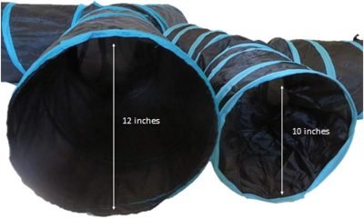 Premium 4 Way Cat Tunnel. Extra Large 12 Inch Diameter and Extra Long. A Big Collapsible Play Toy. Wide Pet Tunnel Tube for Rabbits, Kittens, Large Cats, and Dogs.
