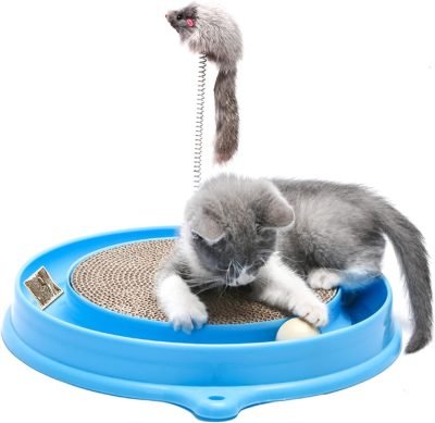 Cat Scratcher Toy, Cat Toy, Scratch Pad,Post Pad Interactive Training Exercise Mouse Play Toy with Ball for Kitty Puppy