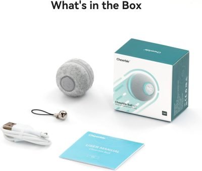 Cheerble Smart Interactive Cat Toy, Automatic Moving Bouncing Rolling Ball for Indoor Cat Kitten, Peppy Pet Ball with Lights and Bell, Grey