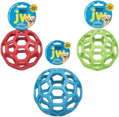 Pet Hol-ee Roller Dog Toy Puzzle Ball, Natural Rubber, Small (3 Inch Diameter), Colors May Vary