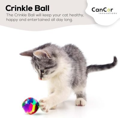 Cat Crinkle Balls 1.5 Inch (50-Pack) - Mini Crinkle Cat Toys for Indoor Cats - Multi-Color Cat Crinkle Toy - Canadian-Made Crinkle Balls for Cats