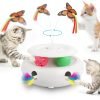 3-in-1 Cat Toy: Interactive Fun with Fluttering Butterfly, Ambush Feather, and Track Balls. USB Powered for Indoor Exercise (Bright White)