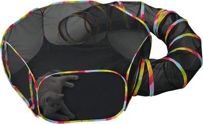 Outdoor Cat Enclosures, Cat Playground Portable Mesh Tent, Outside Circle Playpen Tunnel for Kitty, Rabbit, Puppy and Small Animals
