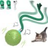 Interactive Cat Ball Toy,Motion Activated Automatic Moving Ball Toy with Long Tail Teaser/Simulation Bird Sound/USB Rechargeable Cat Toys Self Play