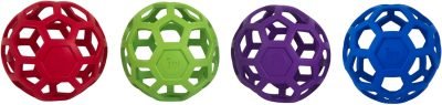 Pet Hol-ee Roller Dog Toy Puzzle Ball, Natural Rubber, Small (3 Inch Diameter), Colors May Vary
