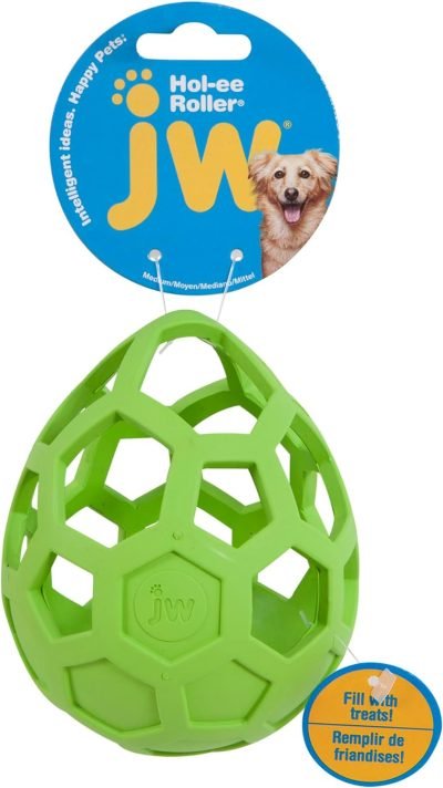Pet Hol-ee Roller Dog Toy Puzzle Ball, Natural Rubber, Small (3 Inch Diameter), Colors May Vary