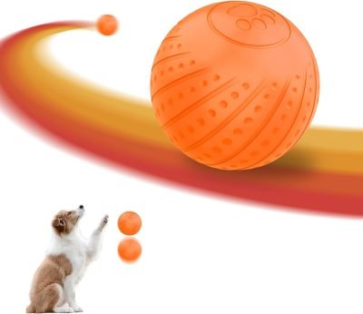 Interactive Dog Toy Ball 2.3'' 2 Interactive Modes Soft Enhanced Rubber Bite Resistant Durable Motion Activated Automatic Rolling Ball Toys with LED