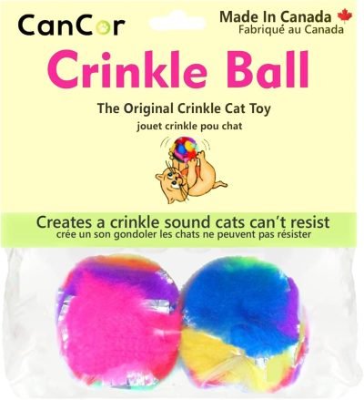 Cat Crinkle Balls 1.5 Inch (50-Pack) - Mini Crinkle Cat Toys for Indoor Cats - Multi-Color Cat Crinkle Toy - Canadian-Made Crinkle Balls for Cats