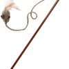 OurPets Play-N-Squeak Teathered & Feathered Play Wand Cat Toy, for All Breed Sizes