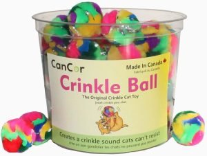 Cat Crinkle Balls 1.5 Inch (50-Pack) - Mini Crinkle Cat Toys for Indoor Cats - Multi-Color Cat Crinkle Toy - Canadian-Made Crinkle Balls for Cats