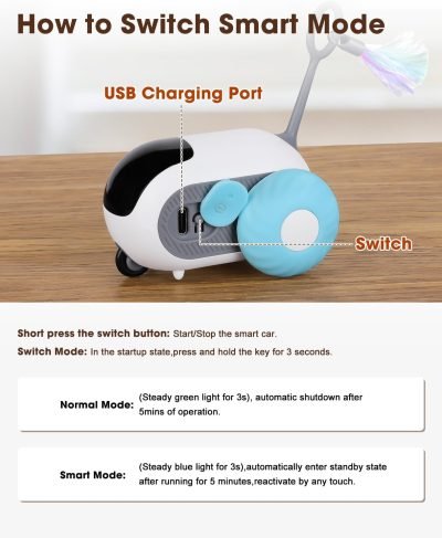 Cat Toys for Indoor Cats, Smart Interactive Cat Toy with 2-Speed Adjustment, Remote Control & USB Rechargeable Automatic Cat Exercise Toys for Bored Indoor Adult Cats Kittens (Blue)