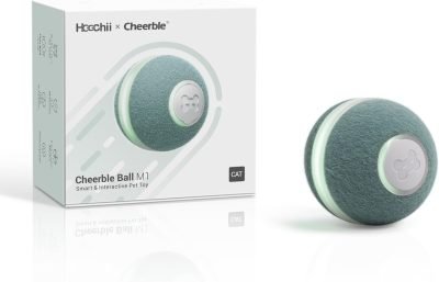 Cheerble Smart Interactive Cat Toy, Automatic Moving Bouncing Rolling Ball for Indoor Cat Kitten, Peppy Pet Ball with Lights and Bell, Grey