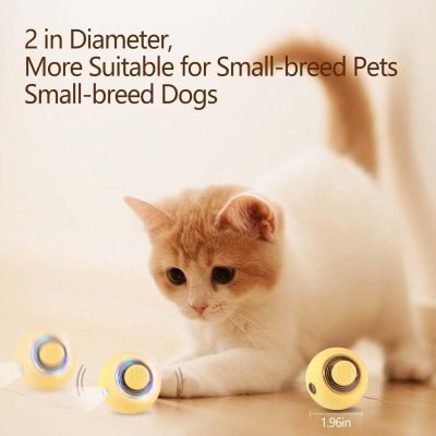 61v_McpFSvL._AC_SL1500 Cat Toy Balls for Indoor Cats Smart Interactive Self Rotating Ball Kitten Toy Gift USB Rechargeable Cat Toys Set Planet Cat Toys Balls With Lights Electric Pet Ball Automatic Moving Yellow Toy Ball