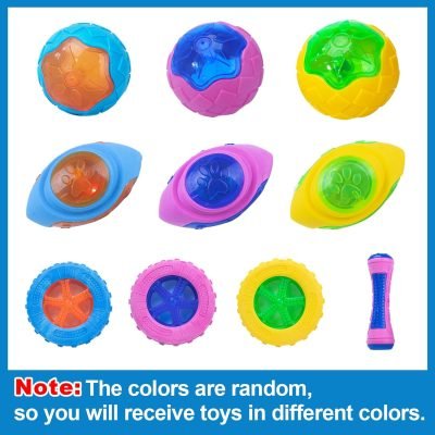 4 Pcs Dog Pool Floating Toys - Squeaky & Glowing Dog Water Toys, Safe Durable TPR Interactive Dog Toys for Aggressive Chewers Large Dogs Fetching Playing