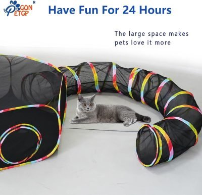 Outdoor Cat Enclosures, Cat Playground Portable Mesh Tent, Outside Circle Playpen Tunnel for Kitty, Rabbit, Puppy and Small Animals