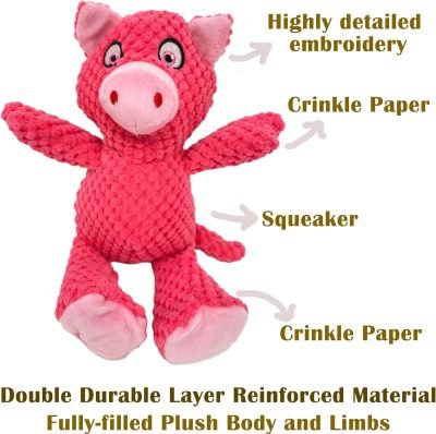 5 Pack Squeaky Plush Toys Assortment Value Bundle Puppy Pet Mutt Squeak Toy for Medium Large Dogs Made Tough for Aggressive Chewers