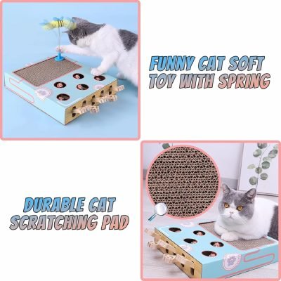 Cat Enrichment Toys for Indoor Cats, Whack-A-Mole Cat Puzzle Toy, Corrugated Cardboard Cat Scratching Post, Indoor Cat Scratching Post Toy, Safe and Fun Paw Scratcher, Exercise Puzzle for All Ages