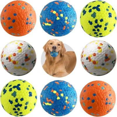 Dog Balls, Indestructible Tennis Balls for Dogs, Durable Bouncy Dog Toy Balls for Aggressive Chewers, Interactive Dog Toys for Fetch Game, Lightweight Floating Dog Toys (4 Balls)