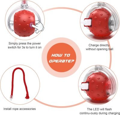 Interactive Cat Toys Ball, Motion Activate Electric Cat Toy, Automatic Pet Exercise Toys, Simulate Bird Calls, USB Rechargeable (Long Tail)