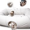4 Ways Shuttled XL Cat Tunnel Bed for Indoor Cats Peekaboo Cat Cave Donut with Cool Mat