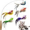 Cat Feather Toy Refill Cat Wand Attachments, 5 PCS Feathers Cat Toy Refills, Cat Wand Replacement Feather Bird for Cat Toy