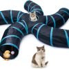 Cat Tunnel for Indoor Cats Large, with Play Ball S-Shape 5 Way Collapsible Interactive Peek Hole Pet Tube Toys, Puppy, Kitty, Kitten, Rabbit (Multicolor)