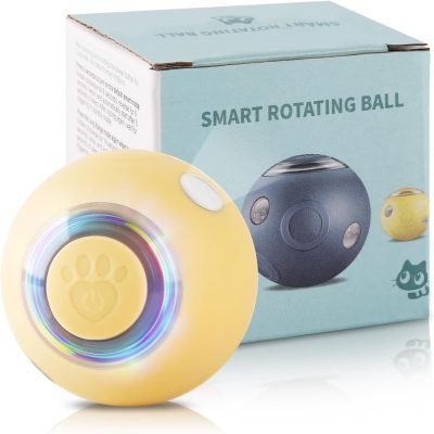 716KI_qt_4L._AC_SL1500 Cat Toy Balls for Indoor Cats Smart Interactive Self Rotating Ball Kitten Toy Gift USB Rechargeable Cat Toys Set Planet Cat Toys Balls With Lights Electric Pet Ball Automatic Moving Yellow Toy Ball