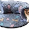 Cat Tunnel Bed,Self-Luminous Collapsible Peekaboo Cat Cave,Cat Tunnel Bed with Soft Central Cat Mat,Cat Toys for Indoor Cats,Ideal Indoor Cat Tunnels for Fun Play