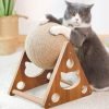 Cat Toys Sisal Scratcher Ball, Natural Sisal Cat Scratching Ball, Cat Scratcher Toy with Ball, Scratching Ball for Cats and Kittens, Interactive Solid Wood Scratcher Pet Toy, Diameter 6.5 Inch