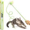 Interactive Cat Wand String Teaser Toy, 2024, Purple -   Toy with Triple-Tail Design, Durable Cotton & Rattle Sound - Ideal for Indoor Cats, Kitten Toy