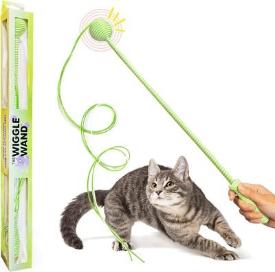 Interactive Cat Wand String Teaser Toy, 2024, Purple -   Toy with Triple-Tail Design, Durable Cotton & Rattle Sound - Ideal for Indoor Cats, Kitten Toy