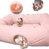 4 Ways Shuttled XL Cat Tunnel Bed for Indoor Cats Peekaboo Cat Cave Donut with Cool Mat