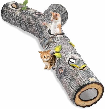 71F1A4jgGlL._AC_SL1500 Large Cat Tunnel, 3 Way Collapsible Tube with Peek Holes Cat Tunnels for Indoor Cats Interactive Maze Toy for Kitty Puppy Rabbits Ferrets Squirrels Guinea Pigs Chinchillas