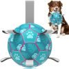 Dog Toys Soccer Ball with Straps, Interactive Toys for Tug of War, Puppy Birthday Toy, Dog Water Toy, Dog Balls for Small & Medium Dog (6 Inch)