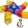 Cat Tunnel for Indoor Cats Large, with Play Ball S-Shape 5 Way Collapsible Interactive Peek Hole Pet Tube Toys, Puppy, Kitty, Kitten, Rabbit (Multicolor)