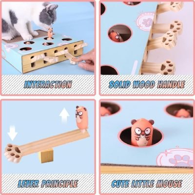 Cat Enrichment Toys for Indoor Cats, Whack-A-Mole Cat Puzzle Toy, Corrugated Cardboard Cat Scratching Post, Indoor Cat Scratching Post Toy, Safe and Fun Paw Scratcher, Exercise Puzzle for All Ages