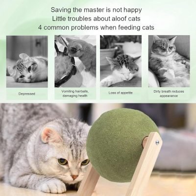71GPmna_G6L._AC_SL1500 Cat Mint Ball Toy, Catnip Floor Ball Toy, Interactive Catnip Toy, Rotatable Catnip Roller Ball Floor Mount, Catnip Floor Toys with Enjoyable and Safe, Floor Catnip Roller for Cat Playing (Small)