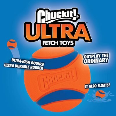Ultra Ball Dog Toy, Medium (2.5" Diameter), Pack of 8 with Chuckit Cleaning Bucket