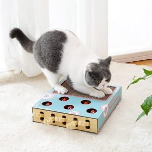 Cat Enrichment Toys for Indoor Cats, Whack-A-Mole Cat Puzzle Toy, Corrugated Cardboard Cat Scratching Post, Indoor Cat Scratching Post Toy, Safe and Fun Paw Scratcher, Exercise Puzzle for All Ages