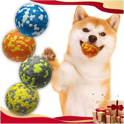 Dog Balls, Indestructible Tennis Balls for Dogs, Durable Bouncy Dog Toy Balls for Aggressive Chewers, Interactive Dog Toys for Fetch Game, Lightweight Floating Dog Toys (4 Balls)