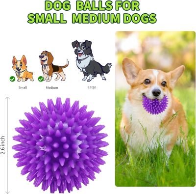 2.5" Squeaky Dog Balls for Small Medium Dogs, 6 Pack Small Dog Chew Toys with Spike, Puppy Toys for Teeth Cleaning and Training (Green 6 Pack)