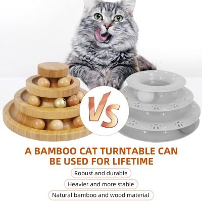 Cat Ball Track Toy,Kitty Toys Roller,3-Level Ball Tower with 9 Removable Balls,Interactive Cat Toy, DIY Circle Fun Toy for Kitten Mental Physical Exercise