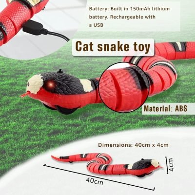 Interactive Cat Toys - Cat Laser & Fake Snake - Smart Sensing, Rechargeable Slithering Serpent - Laser Light Pointer - Cat Toy Set for Pets, Kittens, Dogs